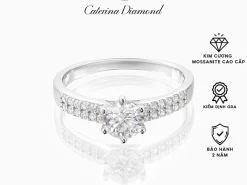 Nhẫn kim cương Moissanite 0,6 Carat Caterina Diamond Solitaire Pavéproposal lover DR020 - Kiểm định GRA