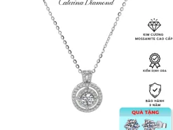 [Tặng khuyên tai 870K]Dây chuyền kim cương Moissanite 0,25 Carat Caterina Diamond Sterling silver round simulated DN003